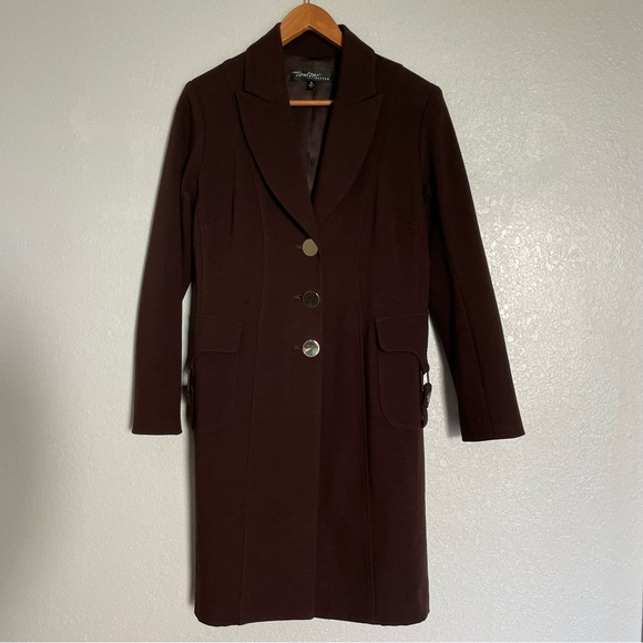 Cache Contour Collection Blazer Coat - Chocolate Brown Gold Buttons - Size M - Picture 1 of 8